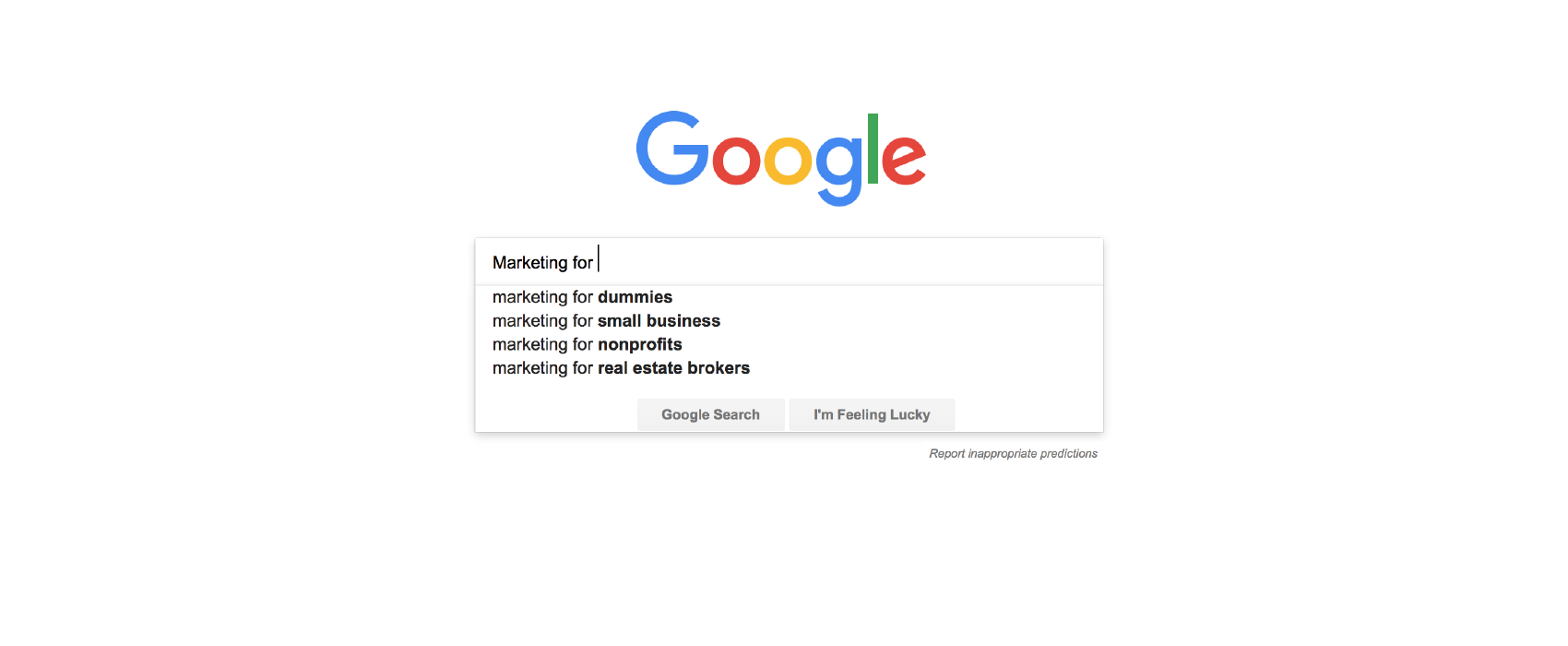 screenshot of google autocomplete feature