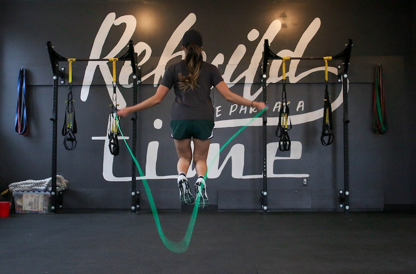 woman working out at a gym