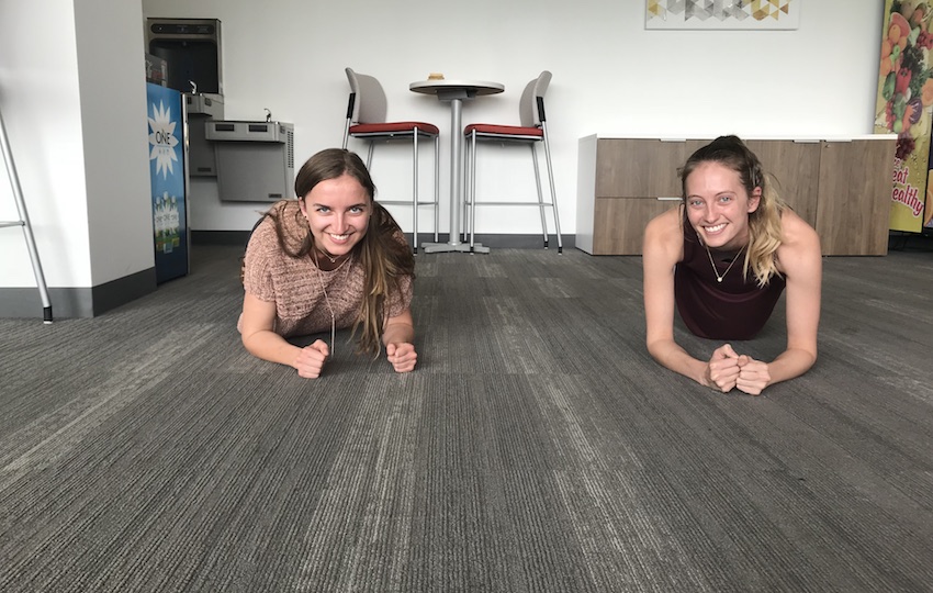 Zofia and Katie from Ascend doing planks together
