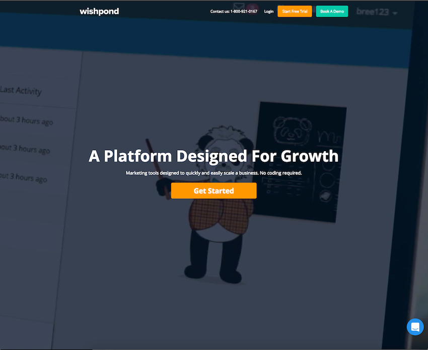 screenshot of wishpond home page and product offer