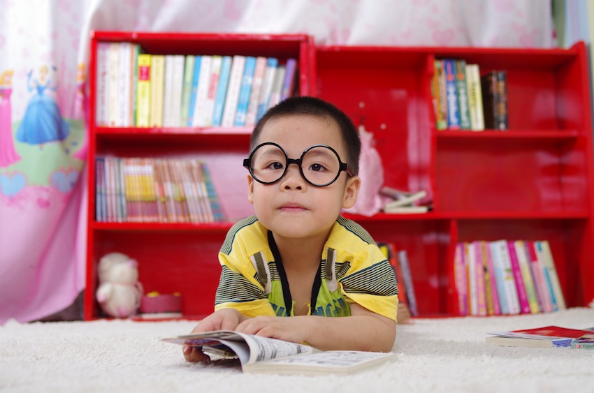 child in glasses