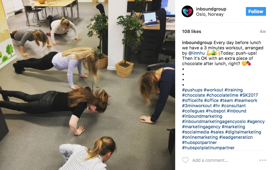 Inbound Group doing pushups together