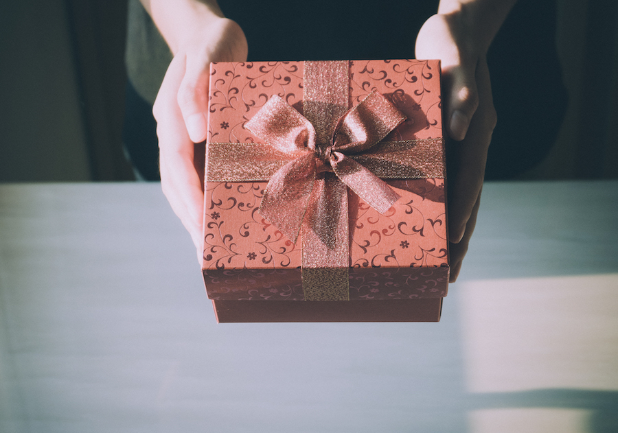 person holding gift