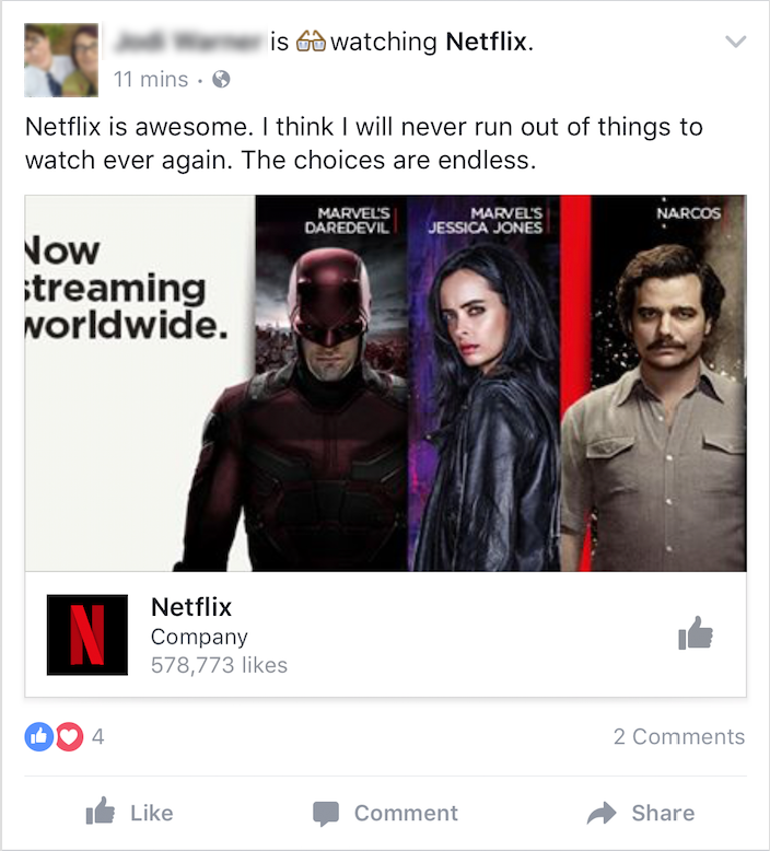 facebook status about watching netflix