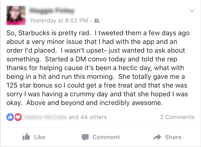 facebook status about starbucks experience