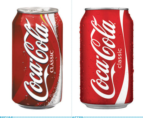 side by side comparison of coca cola's old logo and new logo