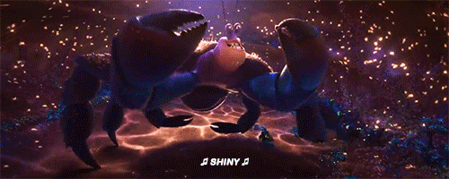GIF of evil crab singing shiny song in Moana film