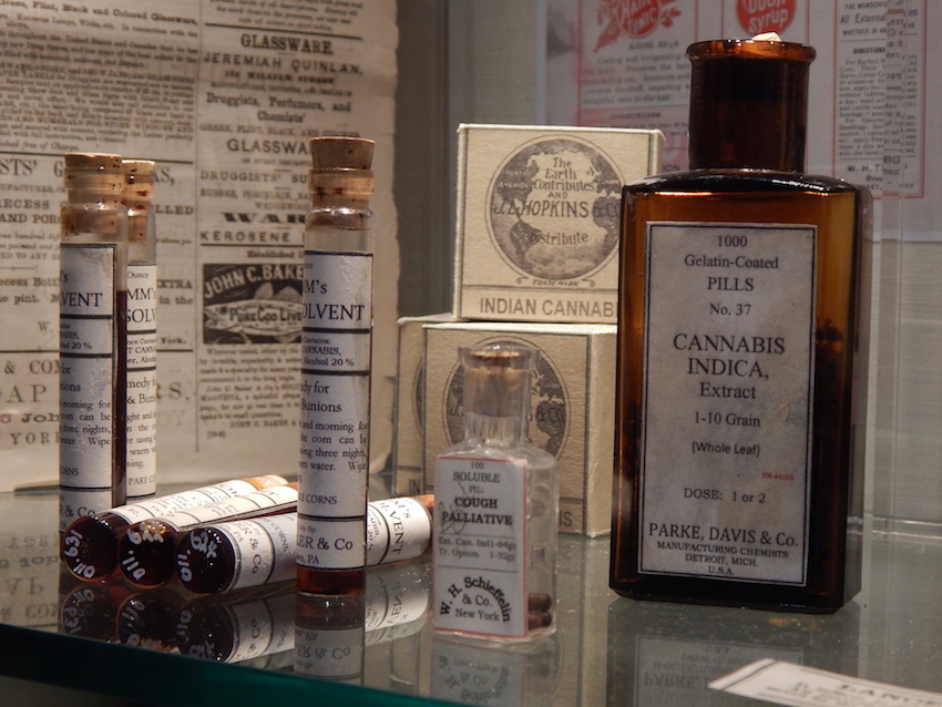 bottles of original cannabis medicines sold in pharmacies during the 1800s