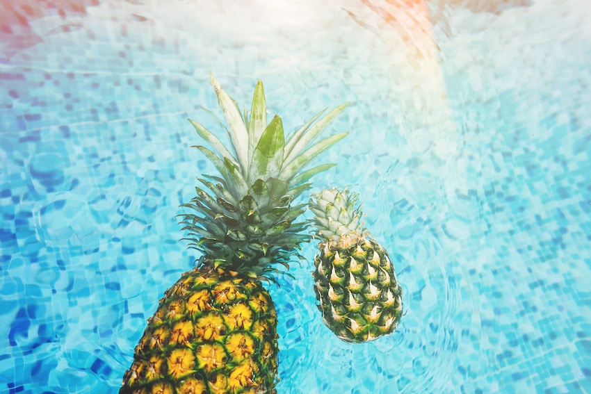 pineapples in clear water