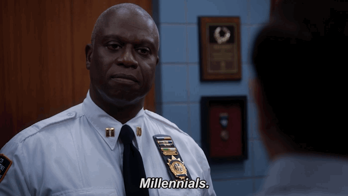 gif of man rolling eyes and saying millennials