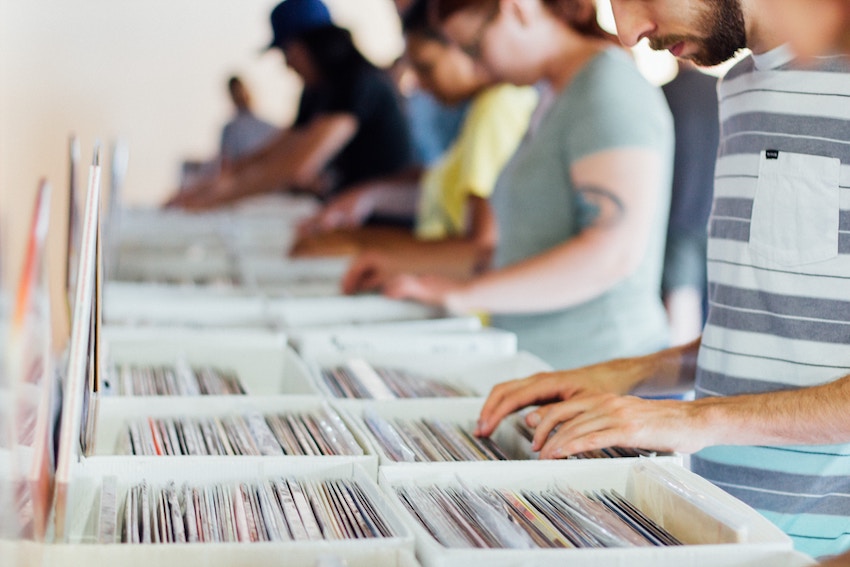 people browsing records at record store