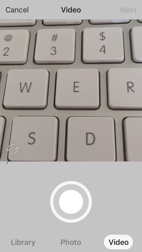 screenshot of video recording window in instagram app