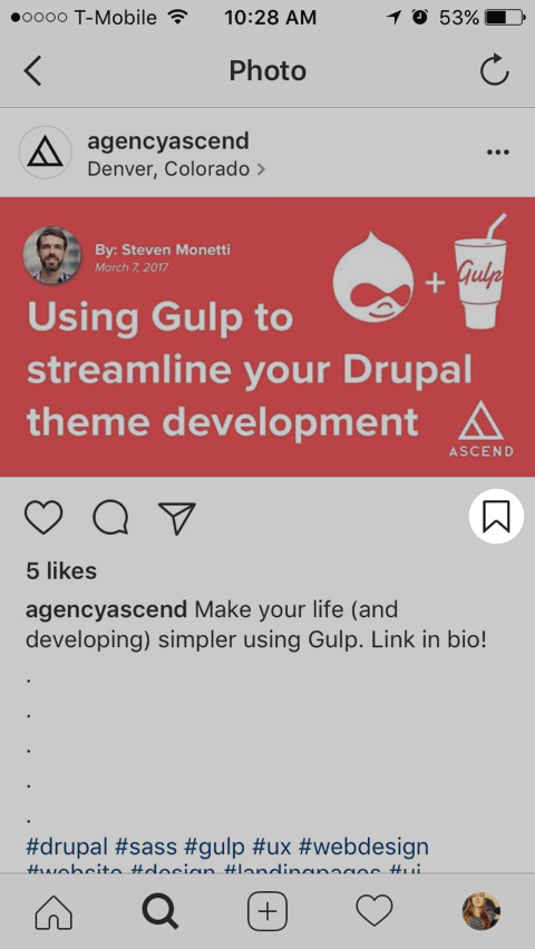 screenshot highlighting the save button feature on instagram posts