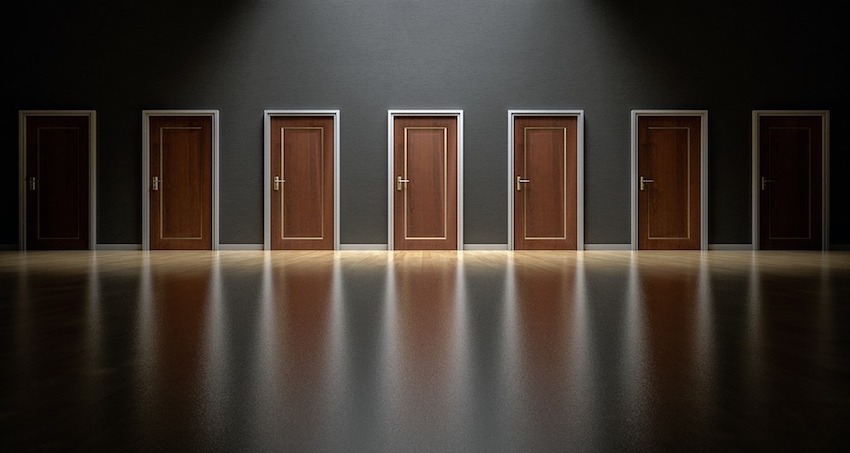 row of doors on a wall