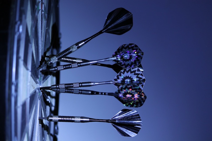 darts on a dartboard