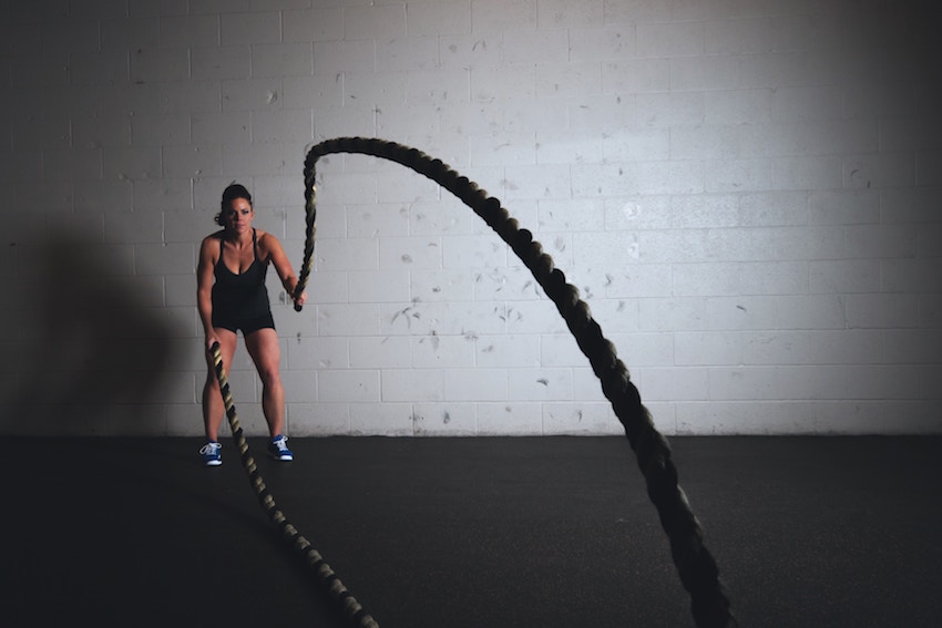 woman training with ropes
